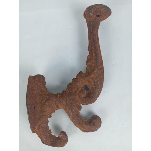 Pair Of Very Old Rustic Cast Iron Double Hangers Hat/Coat Barn Country House - Picture 4 of 7